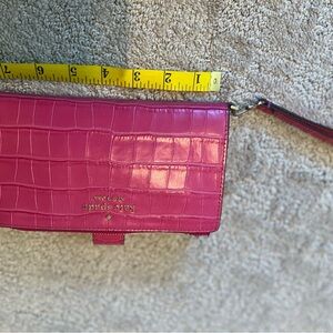Kate Spade Fuchsia Croc-Embossed Wristlet